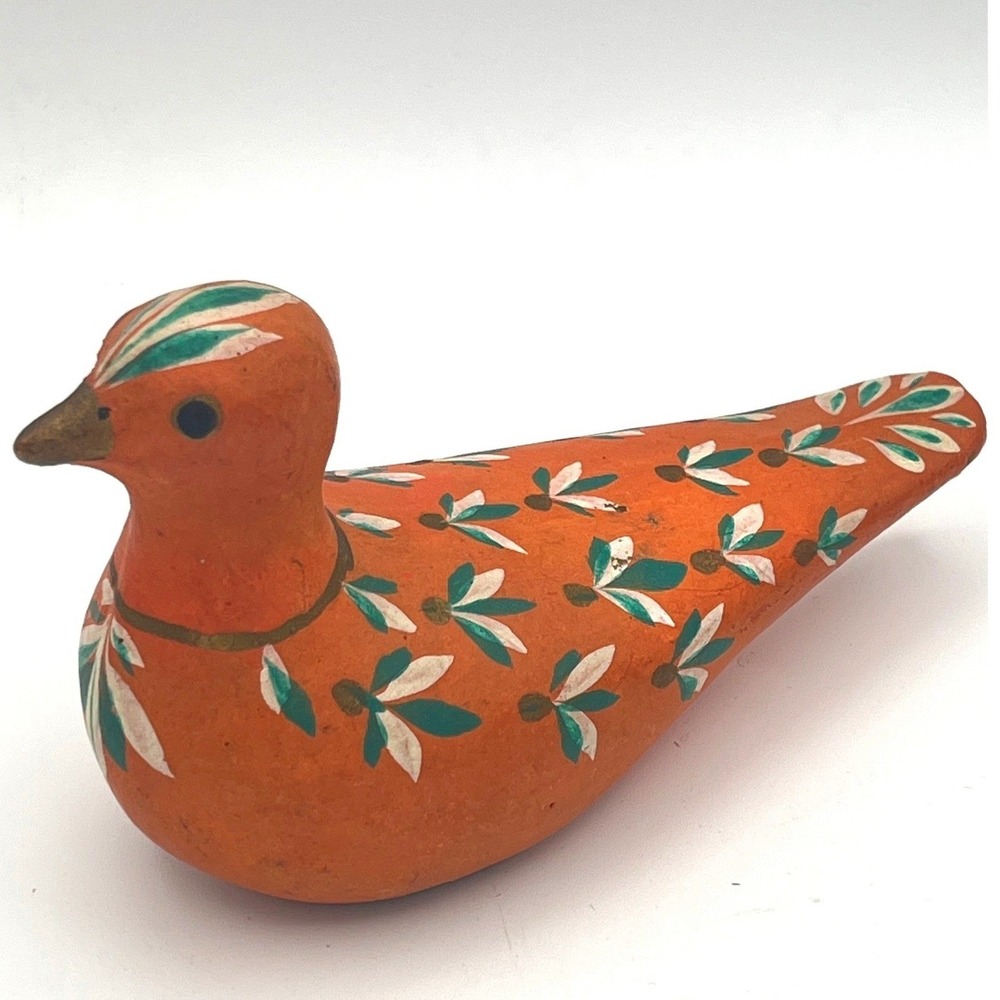 Vintage Mexican Folk art Clay Pottery Dove Hand painted